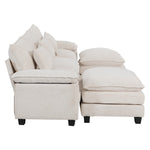 3-seater Chenille Upholstered Sectional Sofa With Pillows