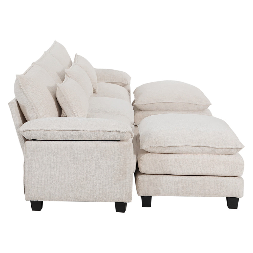 3-seater Chenille Upholstered Sectional Sofa With Pillows