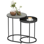 Nesting Side Table Set Of 2, Industrial Round Nest Of Tables | Grey