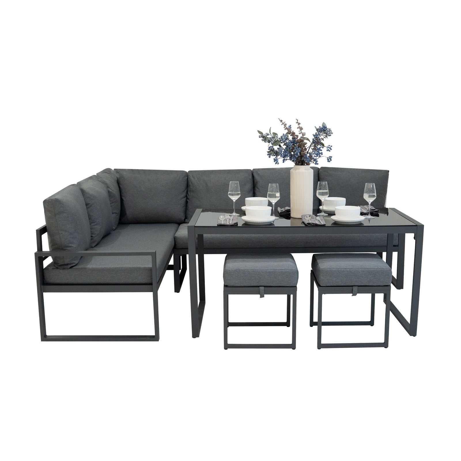 Aluminium Corner Sofa Set | Anthracite