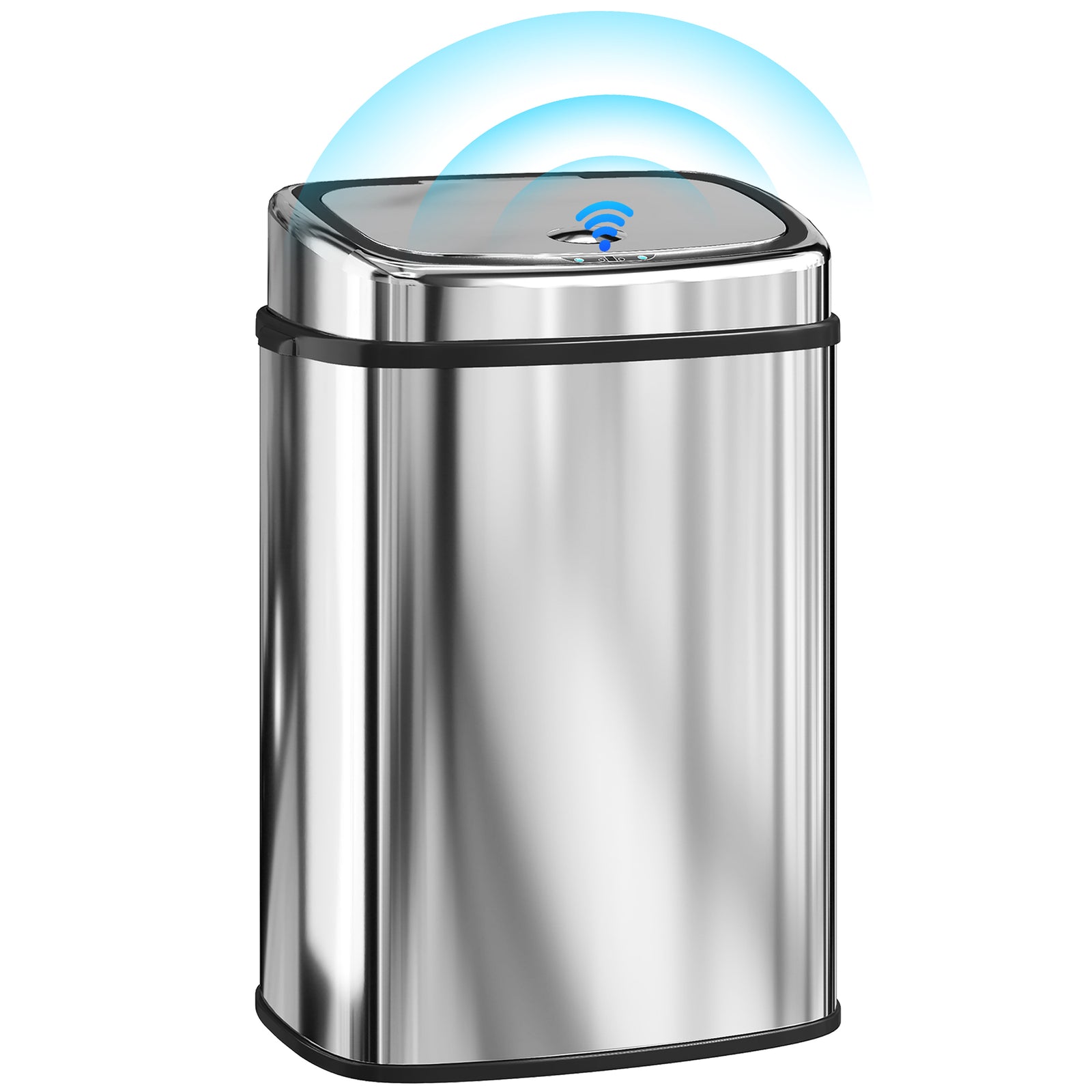 HOMCOM 50L Sensor Bin with Soft-Close Lid Automatic Kitchen Bin Silver Tone