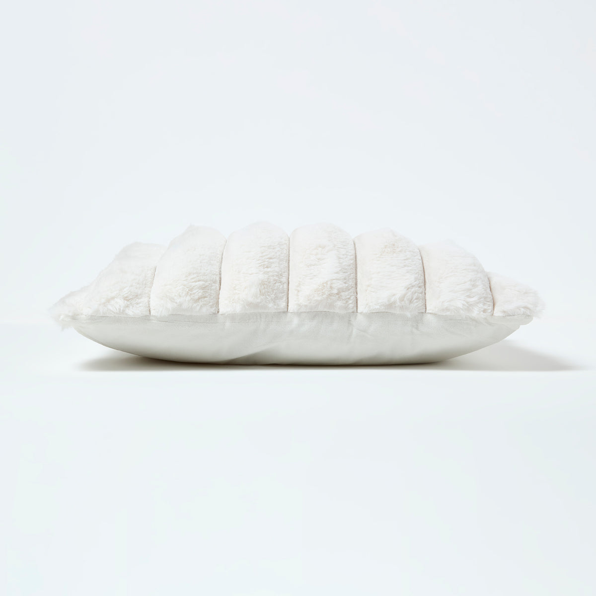 Cream Faux Fur Ribbed Cushion, 45 X 45 cm | 45cm x 45cm | Cream