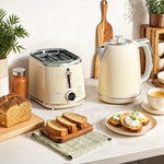 1.7l 3000w Kettle And 2 Slice Toaster With Keep Warm Memory Function | Cream