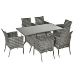 7pc Rattan Garden Furniture Dining Set Wicker Conservatory | Gray