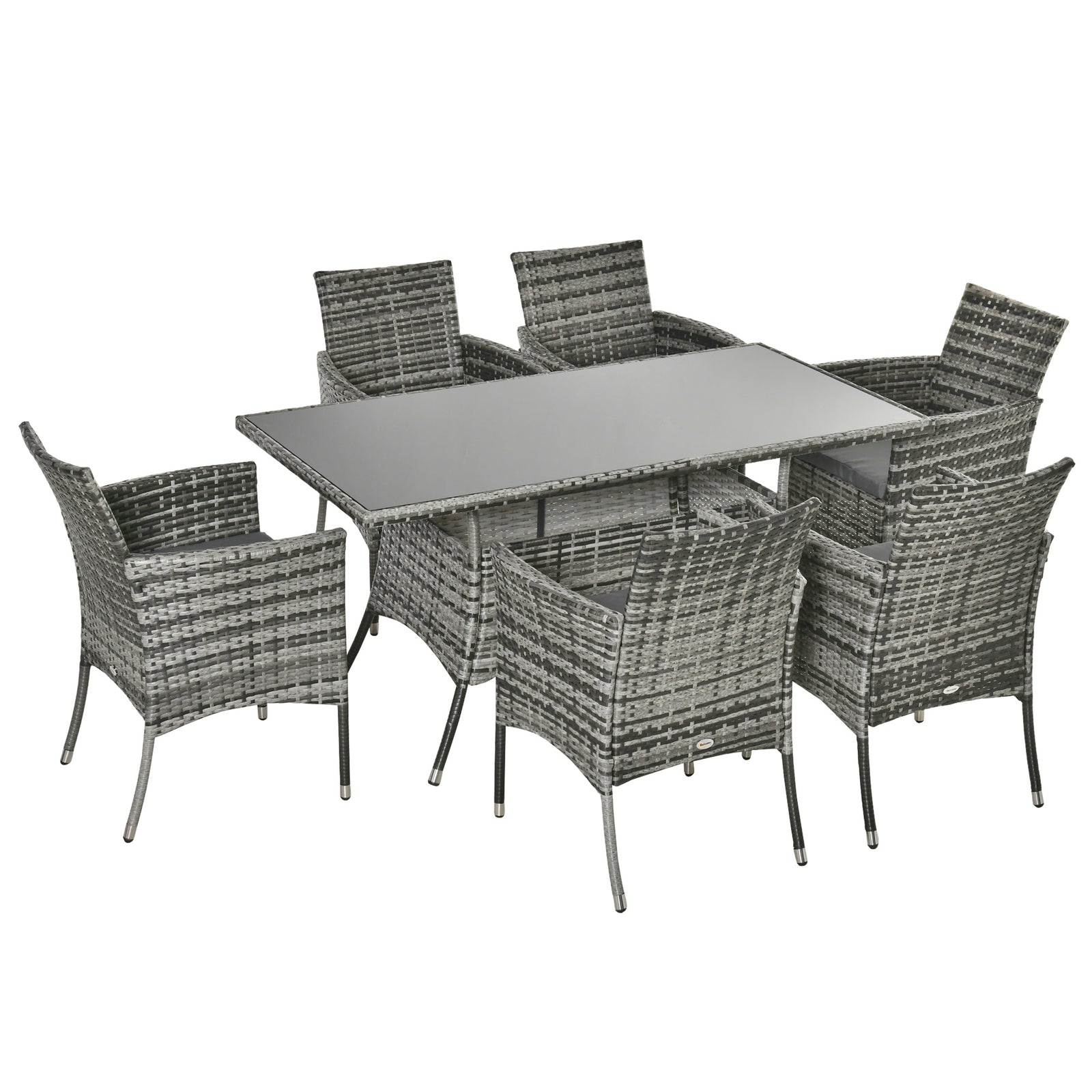 7pc Rattan Garden Furniture Dining Set Wicker Conservatory | Gray