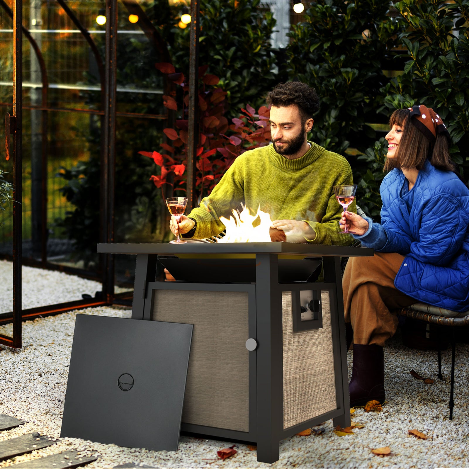 Propane Fire Pit Table 50,000 Btu W/ Cover | Brown