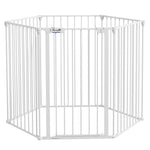 2 In 1 Dog Pen, Safety Pet Gate, 6 Panels, For Medium Dogs, 90hcm - White