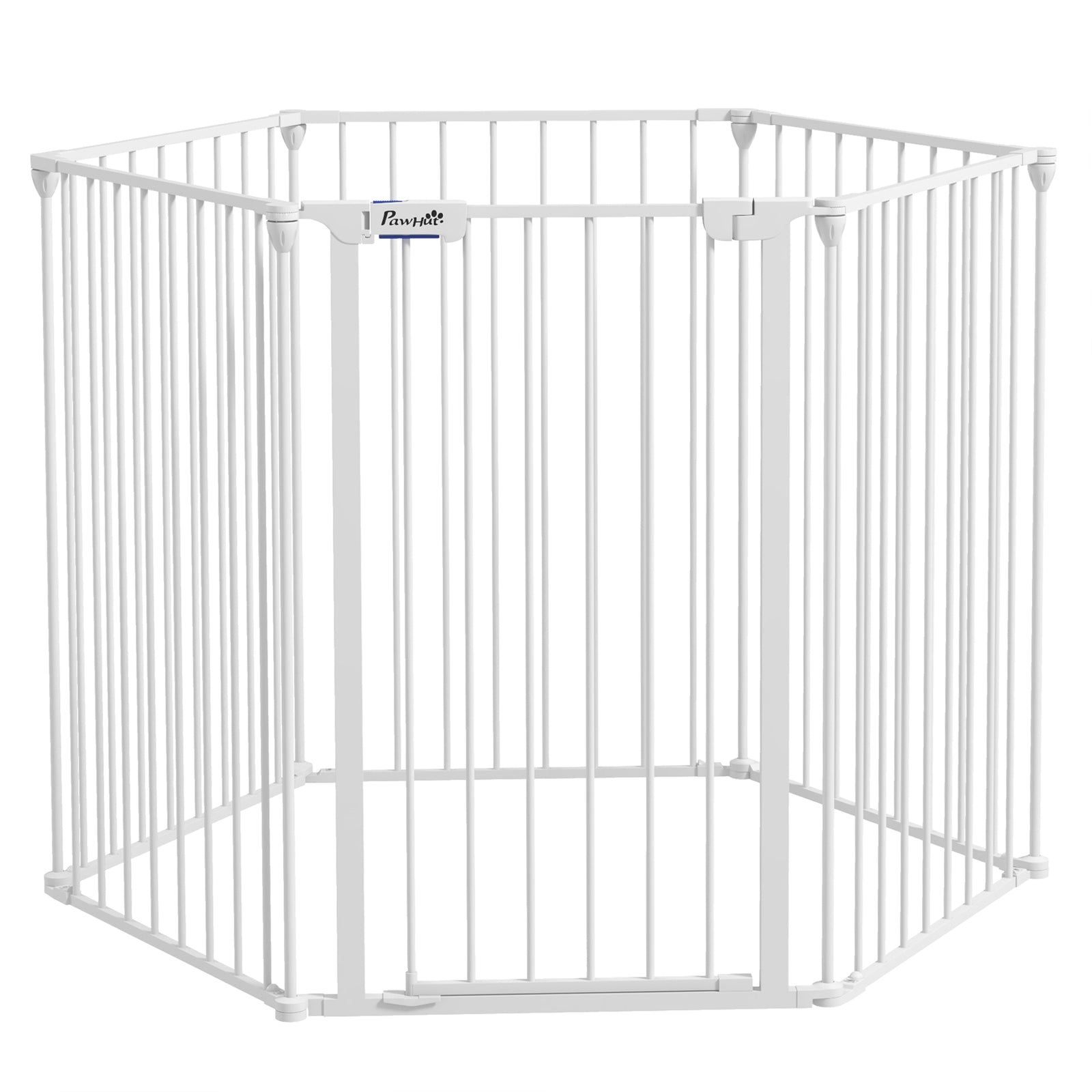 2 In 1 Dog Pen, Safety Pet Gate, 6 Panels, For Medium Dogs, 90hcm - White
