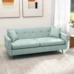 2 Seater Sofa 165cm Fabric Couch With Wood Legs And Pockets | One Size | Blue