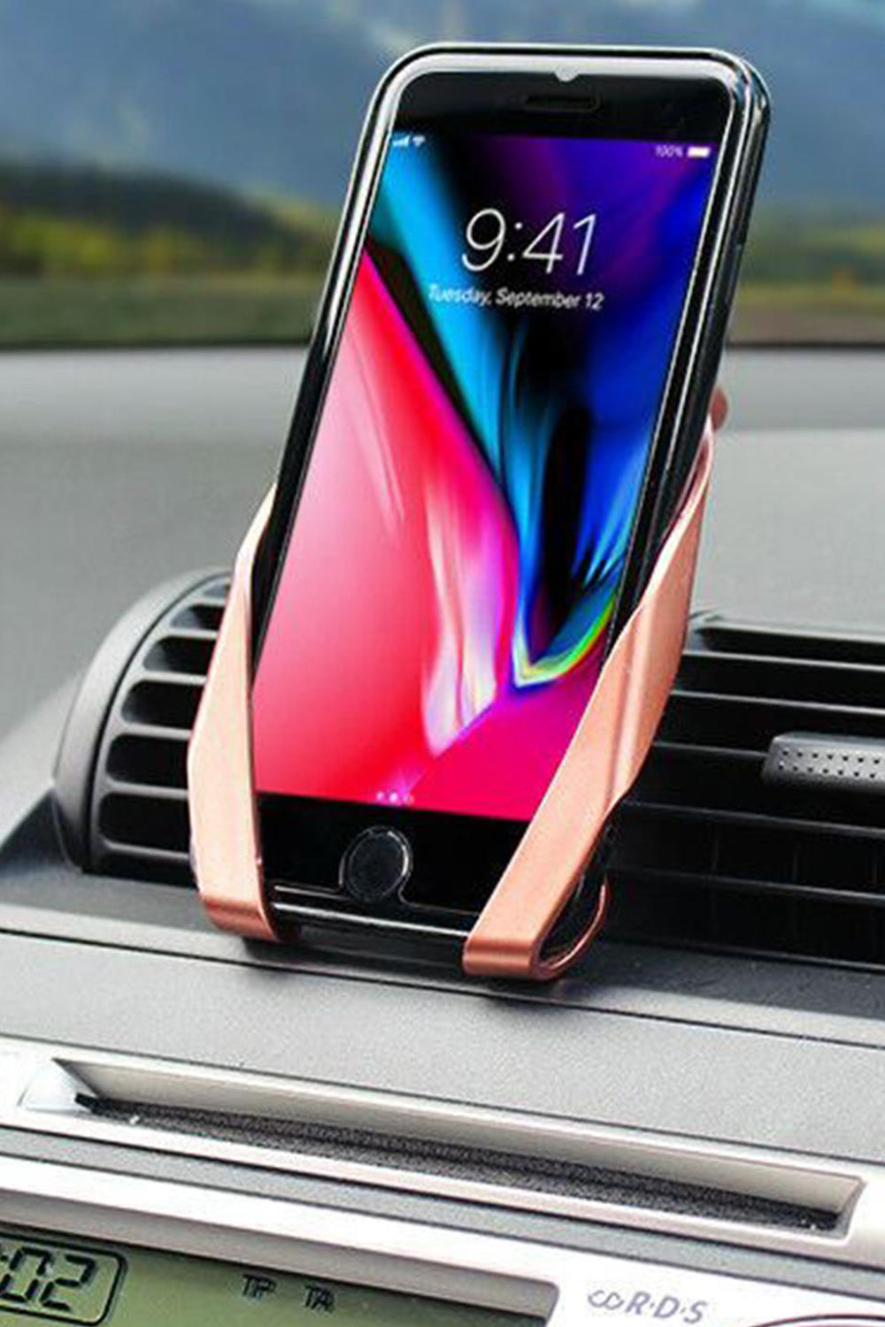 Car Phone Holder Air Vent Mount Bracket Shaped Mobile Phone Stand Gold