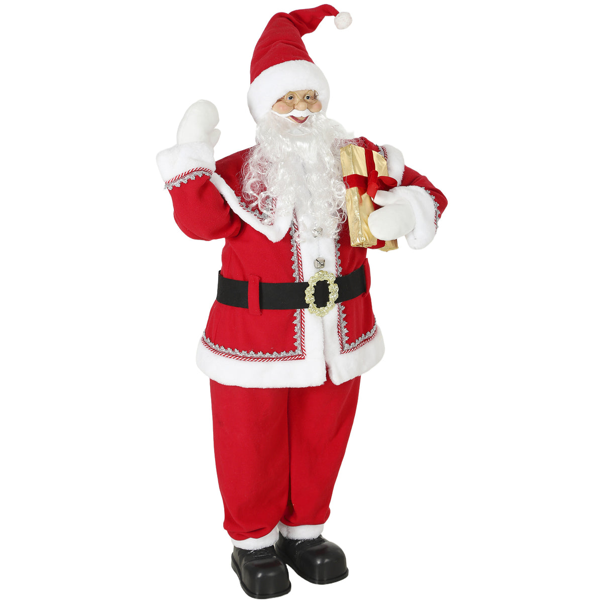 HOMCOM 5ft Life Size Singing Santa Claus, Animated Santa W/ Rotating Head