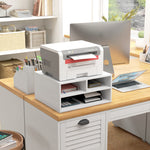 Desktop Printer Stand With 3 Open Compartments | One Size | White