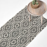 Riga 100% Cotton Printed Patterned Rug Hall Runner, 66 X 200 Cm | 200cm | Grey & White