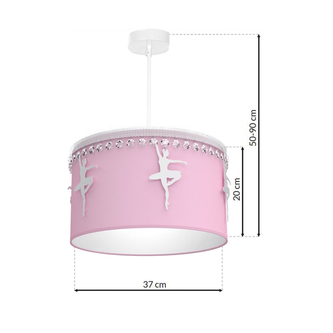 Baletnica Pink Pendant Lamp 1xe27 Beautiful Hand Made Lamp With Soft Fabric Shade Decorated With Ballerinas And Crystals