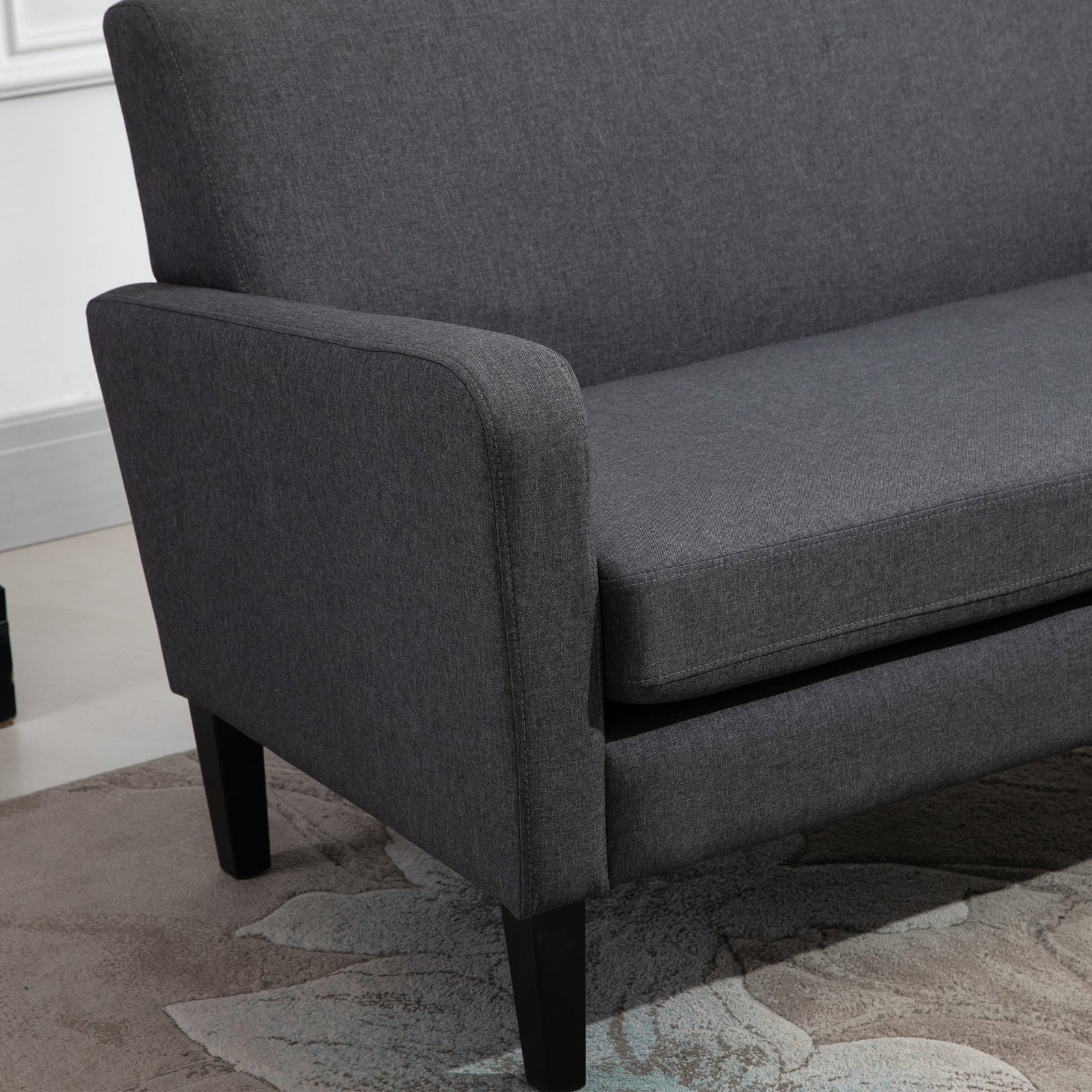 Linen Curved 2 Seat Sofa Loveseat With Thick Cushion