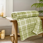Snuggle Check Throw Blanket – 140x180cm – Super Soft Coral Fleece – Plaid Design | 140cm x 180cm | Green
