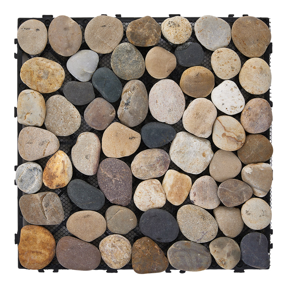 6pcs Interlocking Natural Stone Deck Tiles, 30x30cm Square Outdoor Patio Flooring, Durable Garden Pathway & Poolside Tiles | Natura