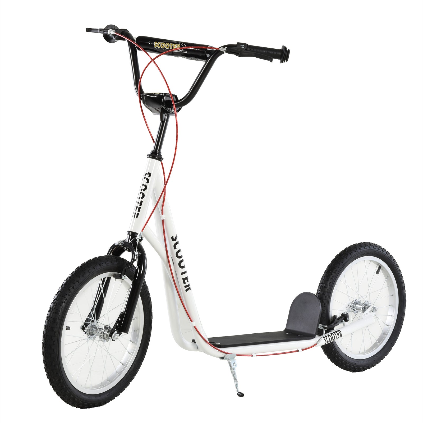 90-96cm Kids Kick Scooter W/ Adjustable Handlebar Inflatable Wheels | White