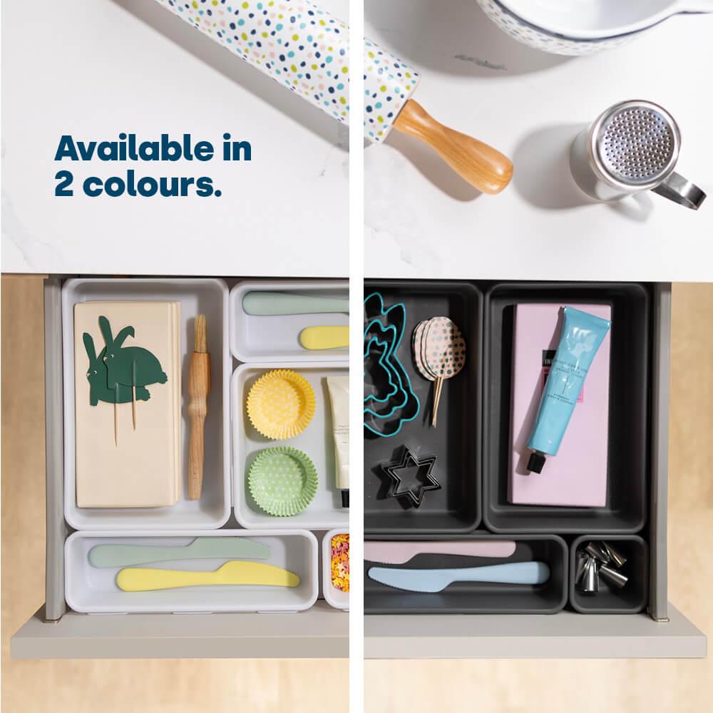 8pc Interlocking Drawer Organiser Grey