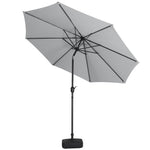 3m Garden Parasol Adjustable Tilting Parasol With Crank Handle With Plastic Fillable Base | One Size | Light Grey