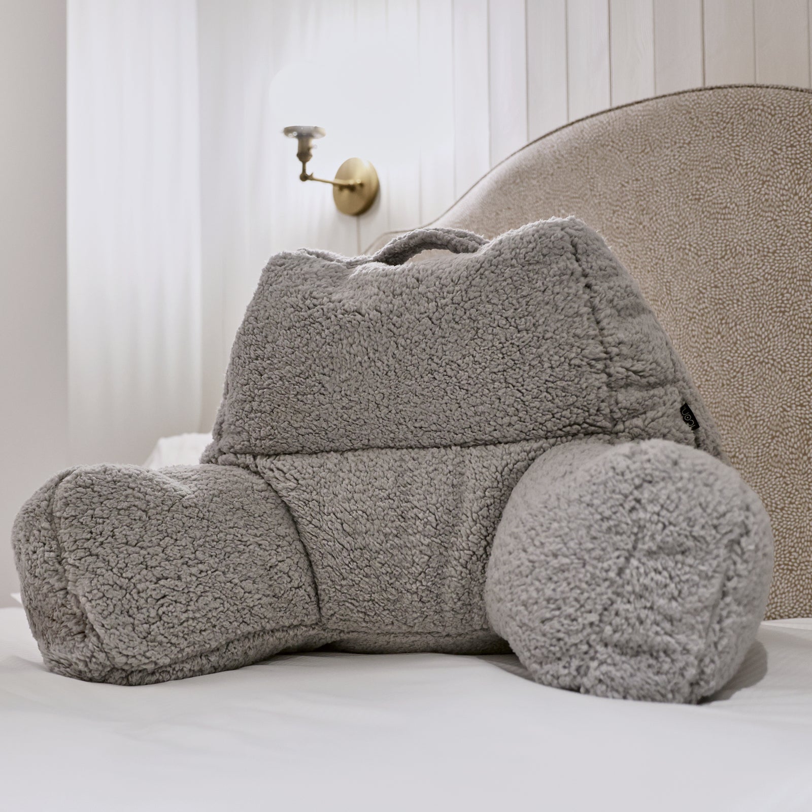 Teddy Borg Cuddle Cushion Pillow | Light Grey