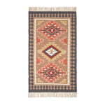 Jaipur Handwoven Brown And Orange Kilim Wool Rug | 150cm x 95cm | Brown