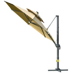 3m Cantilever Parasol W/ Solar Lights & 360° Spin | Beige