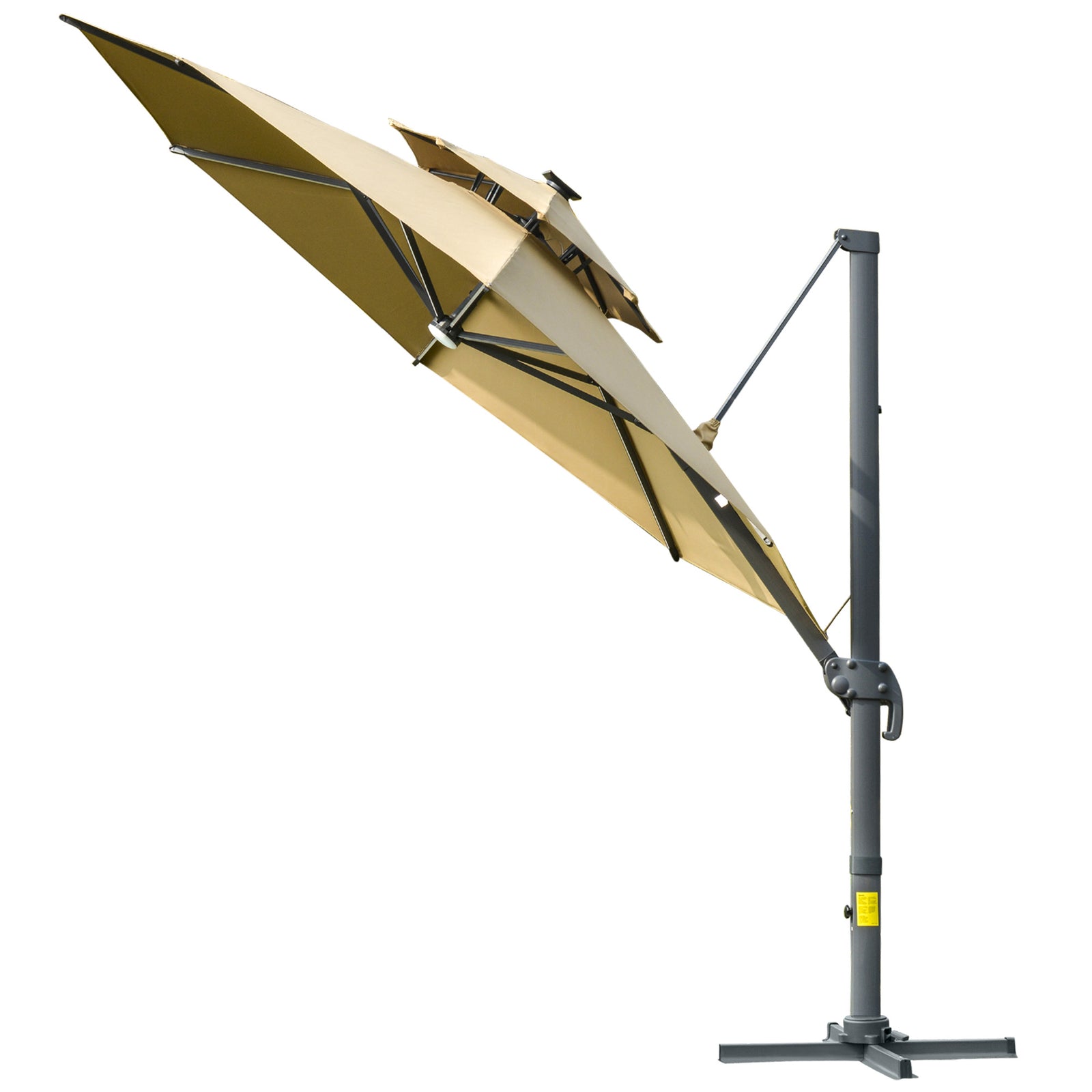3m Cantilever Parasol W/ Solar Lights & 360° Spin | Beige