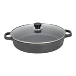 30cm/33cm/35cm Dia Pre-seasoned Round Cast Iron Braiser Pan With Lid & Double Handles | Small