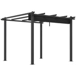Aluminium Pergola W/ Retractable Roof, Garden Gazebo Canopy | Medium | Dark Gray
