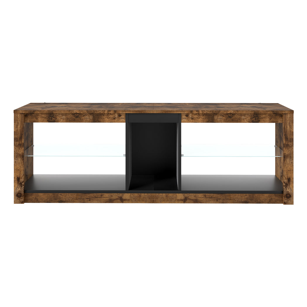 Tv Unit Cabinet Stand Led Storage Height Adjustable Living Room Wood Rgb | Brown
