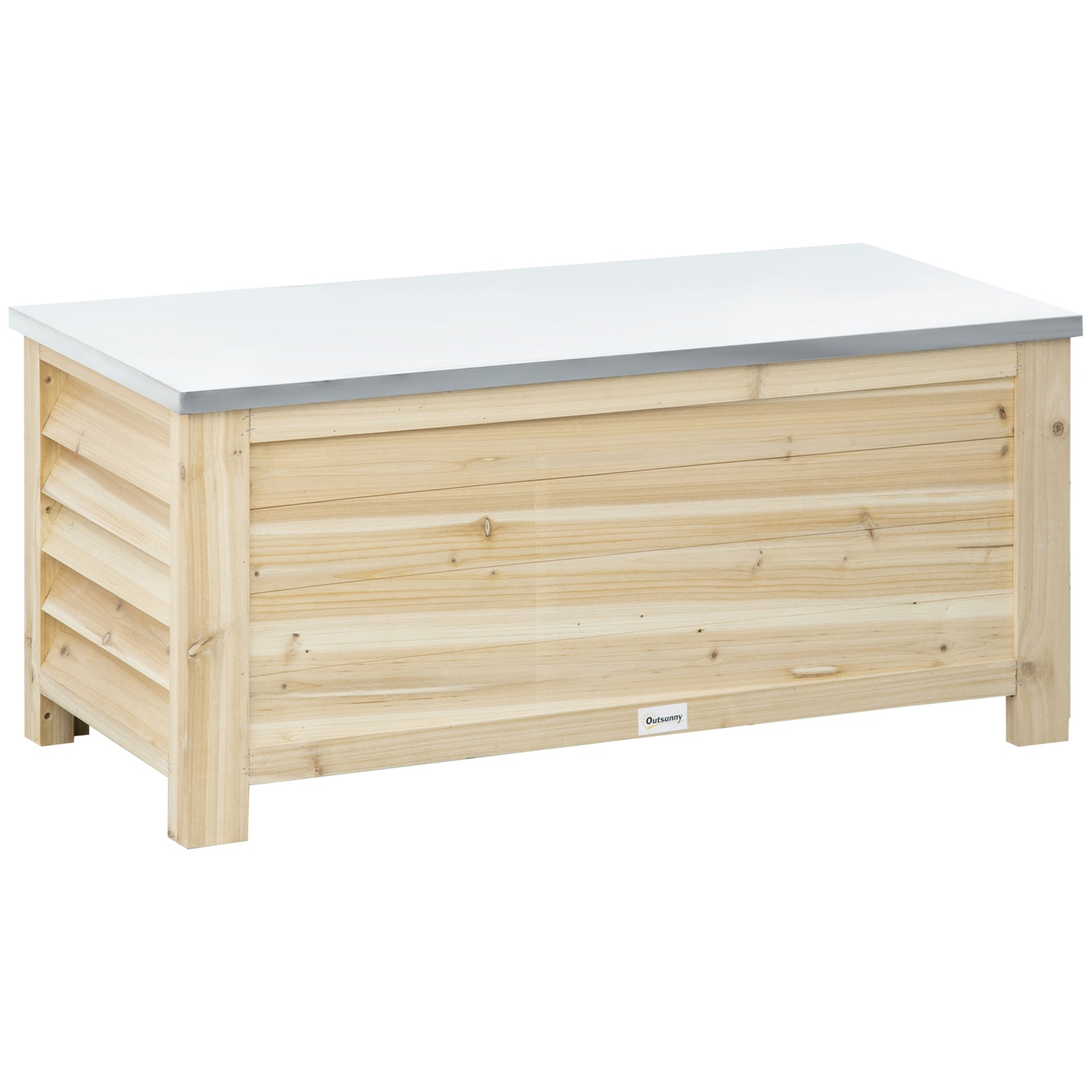 155l Outdoor Storage Box, Wooden Outside Tool Organiser Container