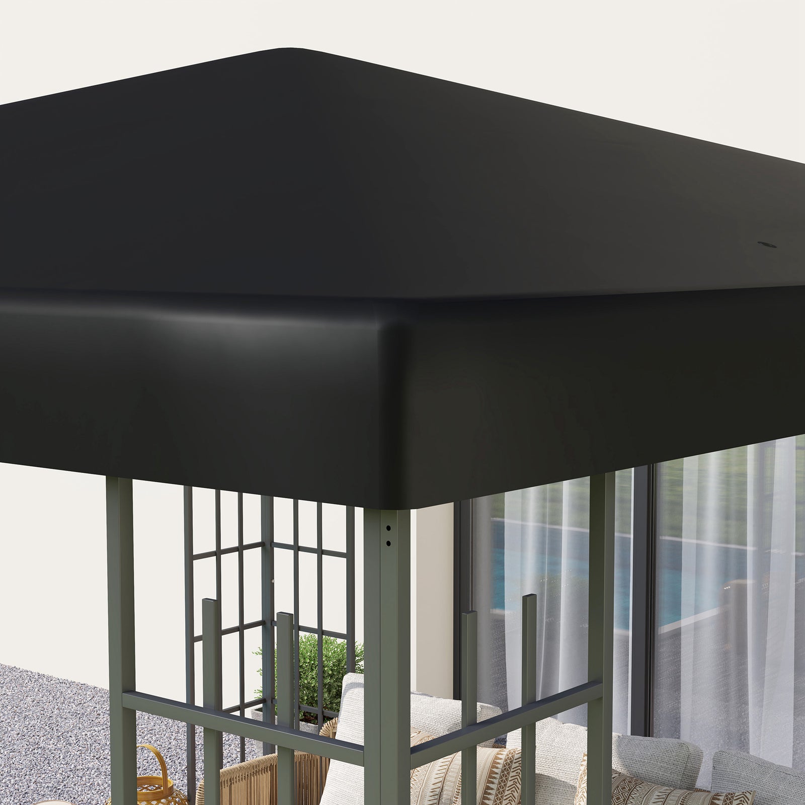 3x3m Gazebo Canopy Replacement Cover, With Drain Holes | Black