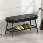 Shoe Bench, Pu Leather Shoe Storage Bench For Entryway | Charcoal Grey