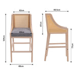 Set Of 2 Modern Upholstered High Bar Stools | Grey