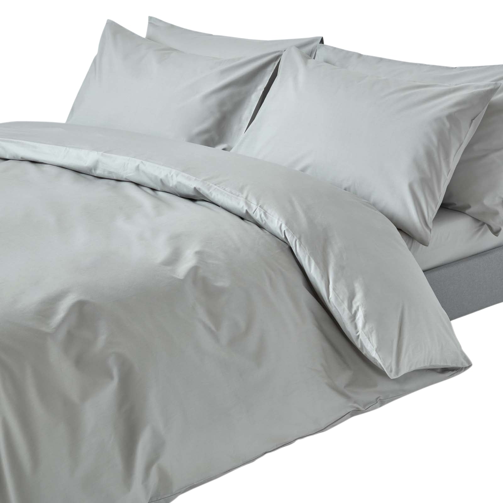 Egyptian Cotton Duvet Cover With Pillowcase, 200 Tc | Super King | Silver Grey