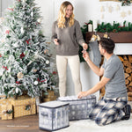 Decoration Storage Cube With 64 Ornament Dividers And Handles | Grey