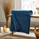 Snuggle Touch Solid Colour Fleece Throw – 140x180cm – Super Soft Plain Blanket | 140cm x 180cm | Navy Blue