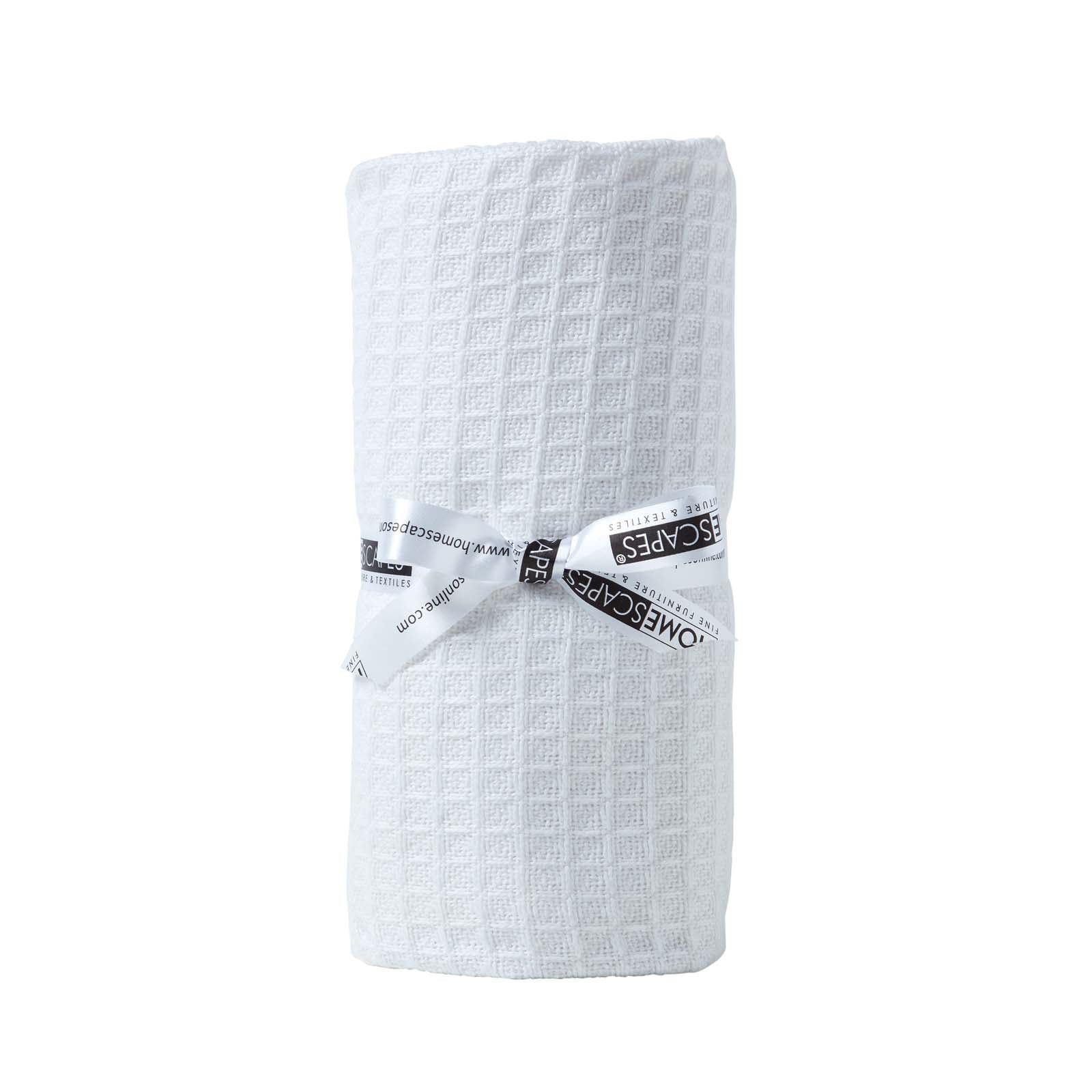 Organic Cotton Waffle Blanket/ Throw | 90cm x 112cm | White