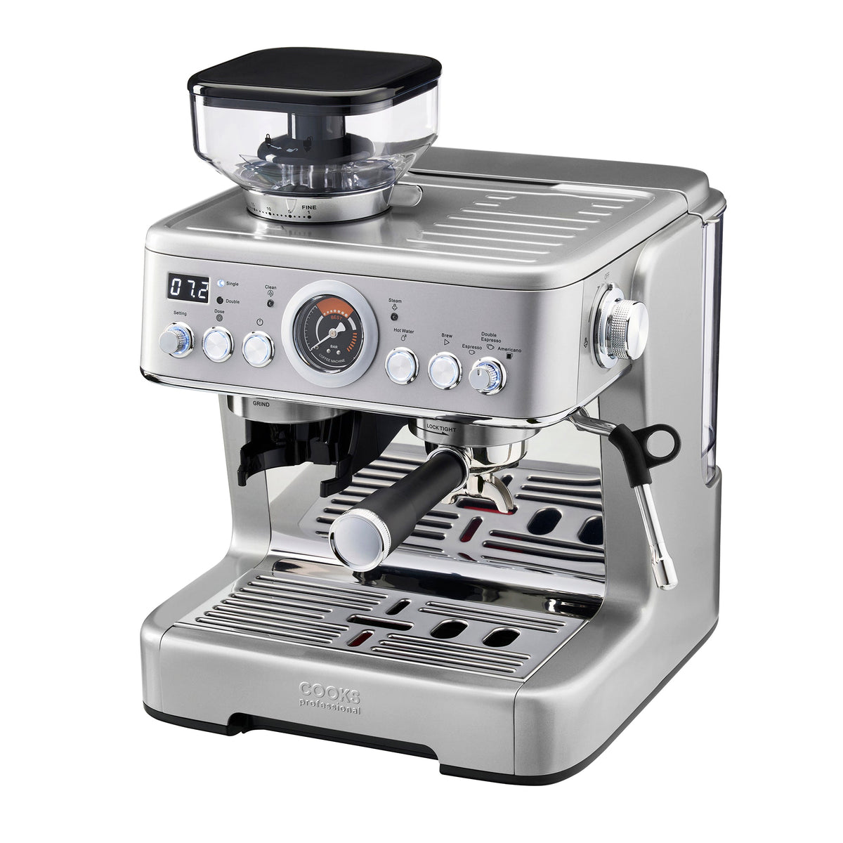 Cooks Professional Bean-to-Cup Espresso Machine With Steam Wand