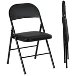 2 Pack Padded Folding Chairs, Cushioned | Black