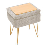 Rectangle Upholstered Storage Ottoman Vanity Stool