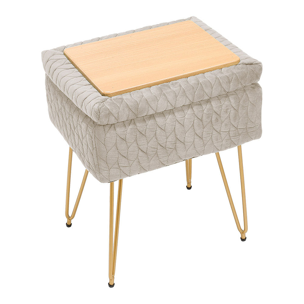 Rectangle Upholstered Storage Ottoman Vanity Stool