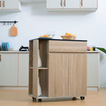 Rolling Island Trolley With Shelves, Drawer