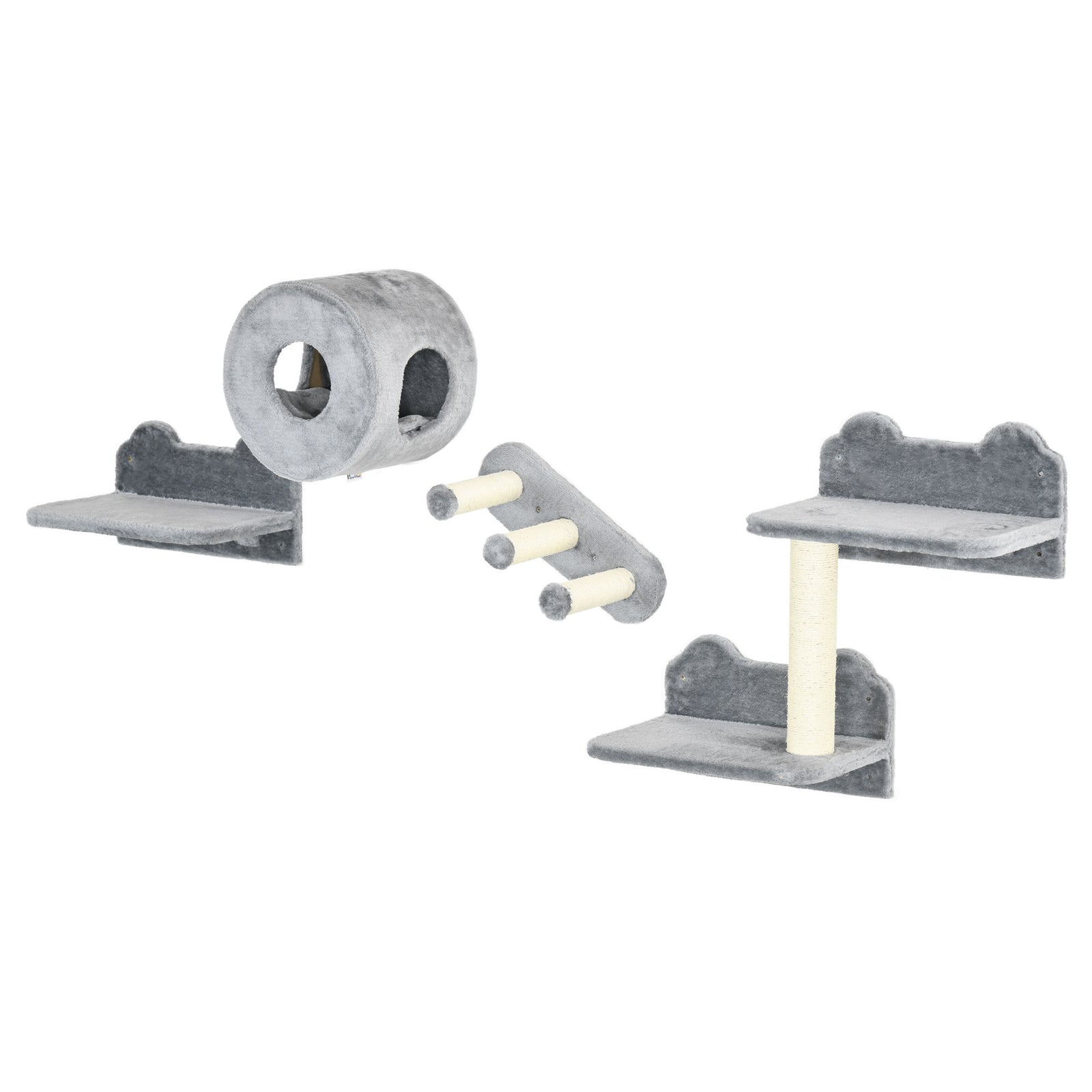 Cat Wall Furniture With Platforms, Steps, Perch, Cat House - Grey