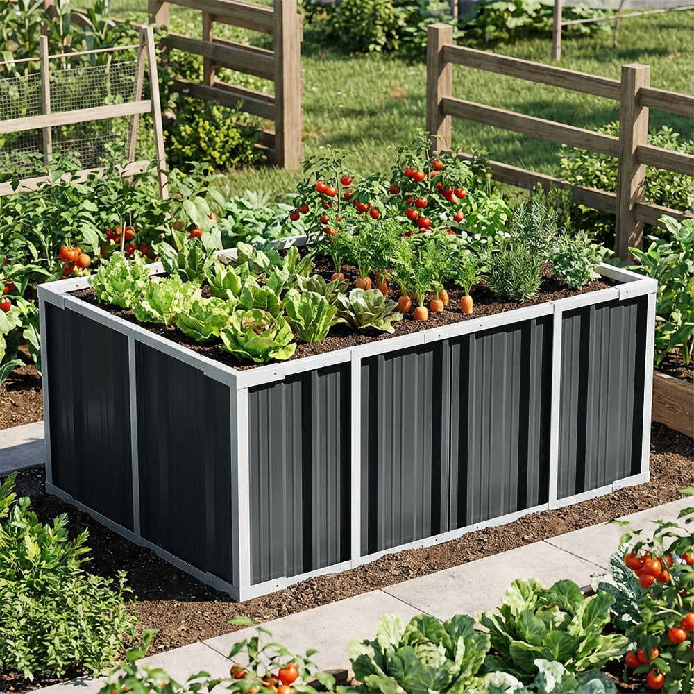 120/160/240cm W X 80cm D X 45cm H Anthracite Grey Raised Garden Bed Galvanized Raised Garden Bed Outdoor Heightened Steel Metal Planter Box | Small