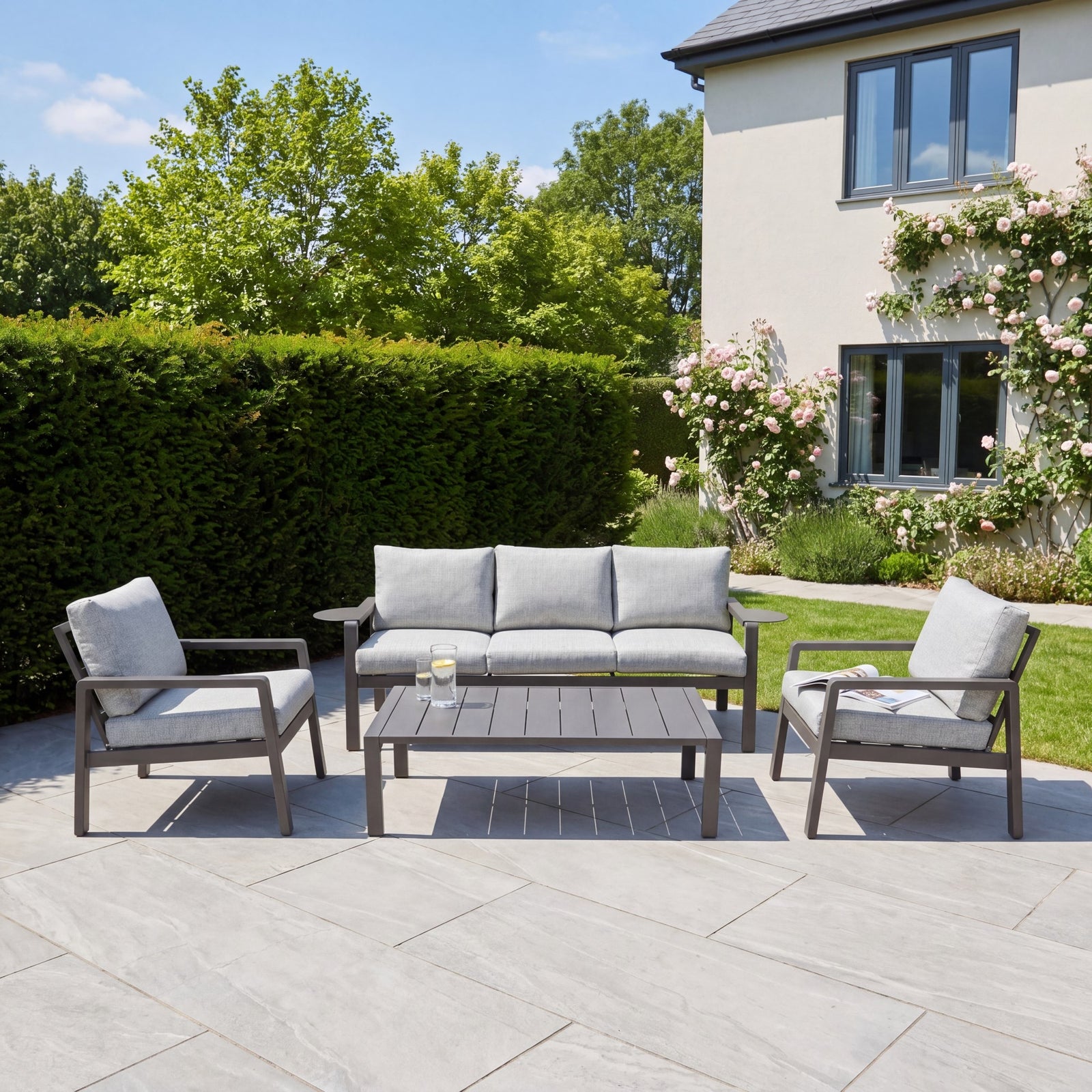 Lesina 4 Seat Outdoor Patio Conversation Set | Grey