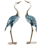 Crane Garden Statue Set, Steel, Multi-colour, Patio Decor