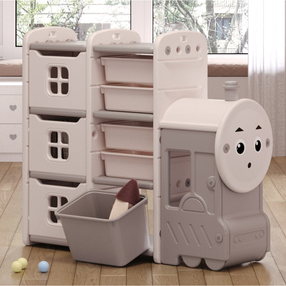 Cute Train Shape Toys Storage Rack For Kids Floor Standing
