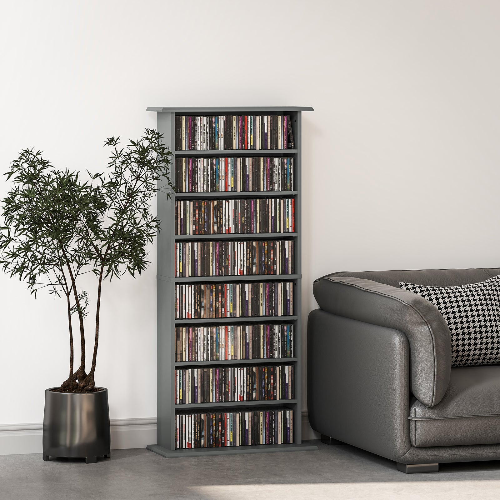 Cd Storage Unit Dvd Tower Blu-ray Storage Shelf For Office | Small | Gray